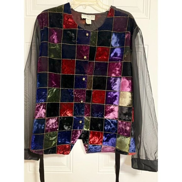 Bedford Fair Lifestyles Blouse SZ 26W Crushed Velvet Patchwork Lightweight - Picture 1 of 7